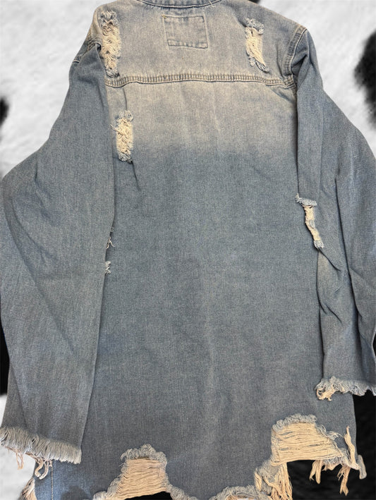 Distressed Denim Shirt Style JACKET